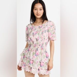 Loveshackfancy Mavis Ruffle Eyelet Floral Mini Dress